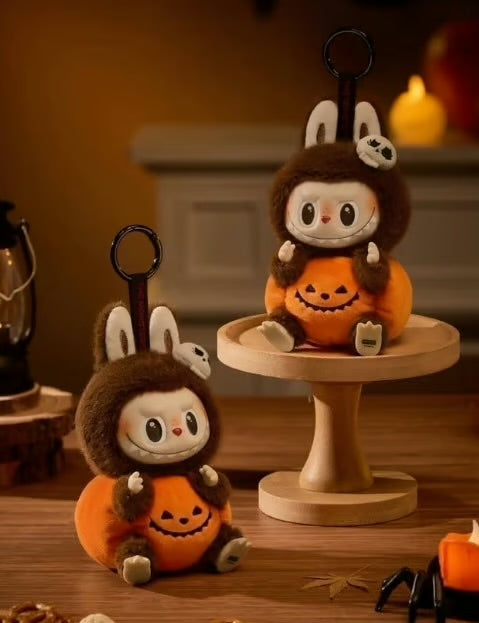 Pop Mart Labubu Happy Halloween Party Series-Sitting Pumpkin Vinyl Plush Pendant