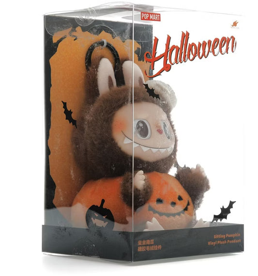 Pop Mart Labubu Happy Halloween Party Series-Sitting Pumpkin Vinyl Plush Pendant